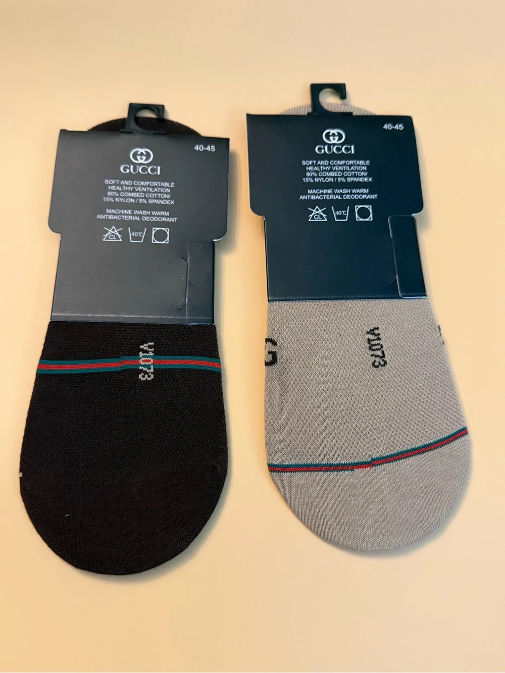 designer low-cut no-show 2 pairs socks brown and beige gg logo small-medium new